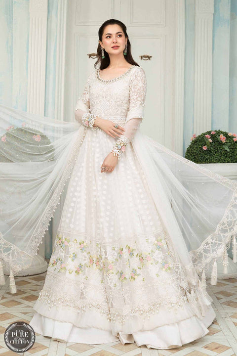 Maria B. Chiffon Pearl White and Pastel 03