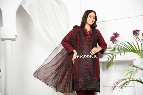 Ready to Wear Winter Embroidered Dress by Sakeena Hasan 06