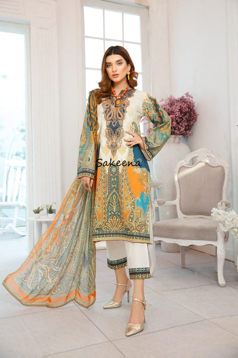Ready to Wear Lawn Embroidered Eid Collection by Sakeena Hasan 02