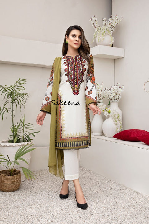 New Ready to Wear Embroidered 3 Pcs Dress by Sakeena Hasan 03