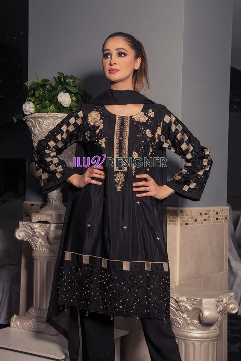 3 Piece Ready to wear Viscose dress with Adda work by Sakeena Hasan