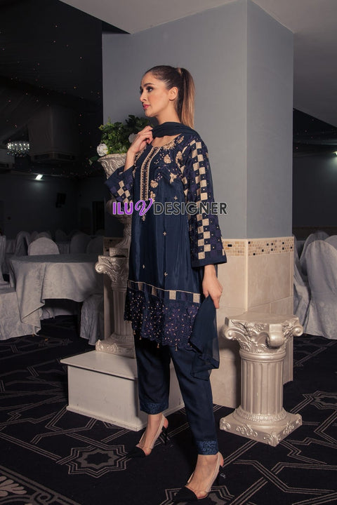 3 Piece Ready to wear Viscose dress with Adda work by Sakeena Hasan