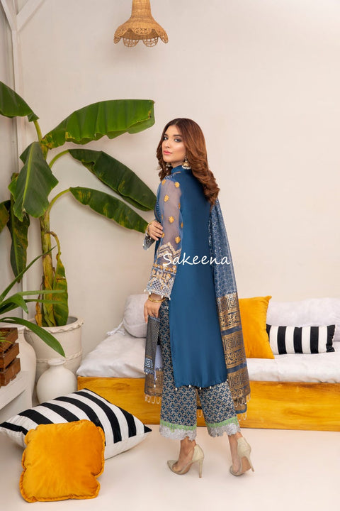 Silk Block printed Dress by Sakeena Hasan 01