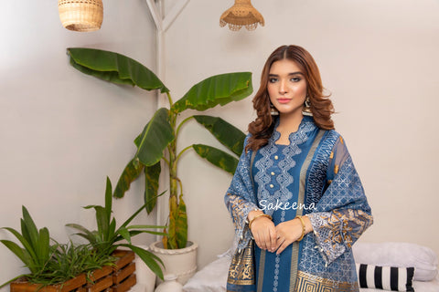 Silk Block printed Dress by Sakeena Hasan 01