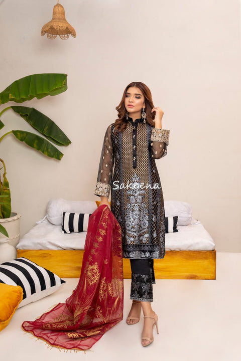 Silk Block printed Ready to Wear Dress by Sakeena Hasan 02