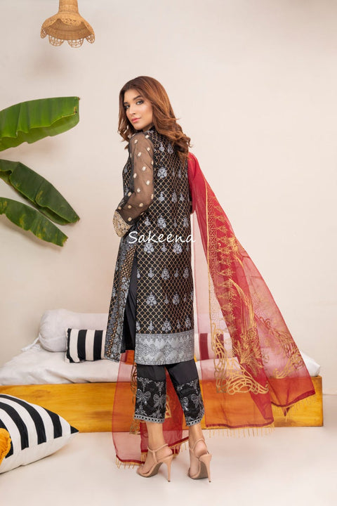 Silk Block printed Ready to Wear Dress by Sakeena Hasan 02