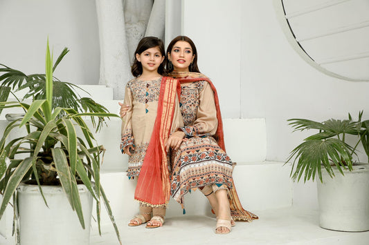 3pc Kids Viscose Ready to Wear Embroidered Dress