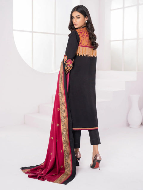 3pc LimeLight Khaddar Wool Shawl Dress u1415-black