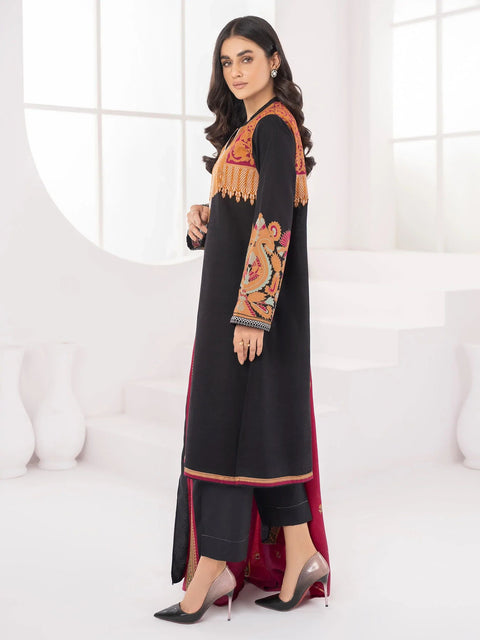 3pc LimeLight Khaddar Wool Shawl Dress u1415-black