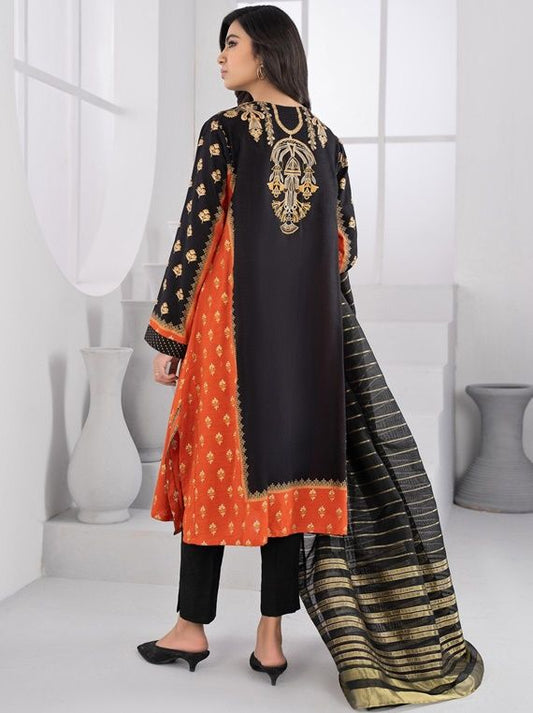 3pc Khaddar Winter Dress u2121-Black