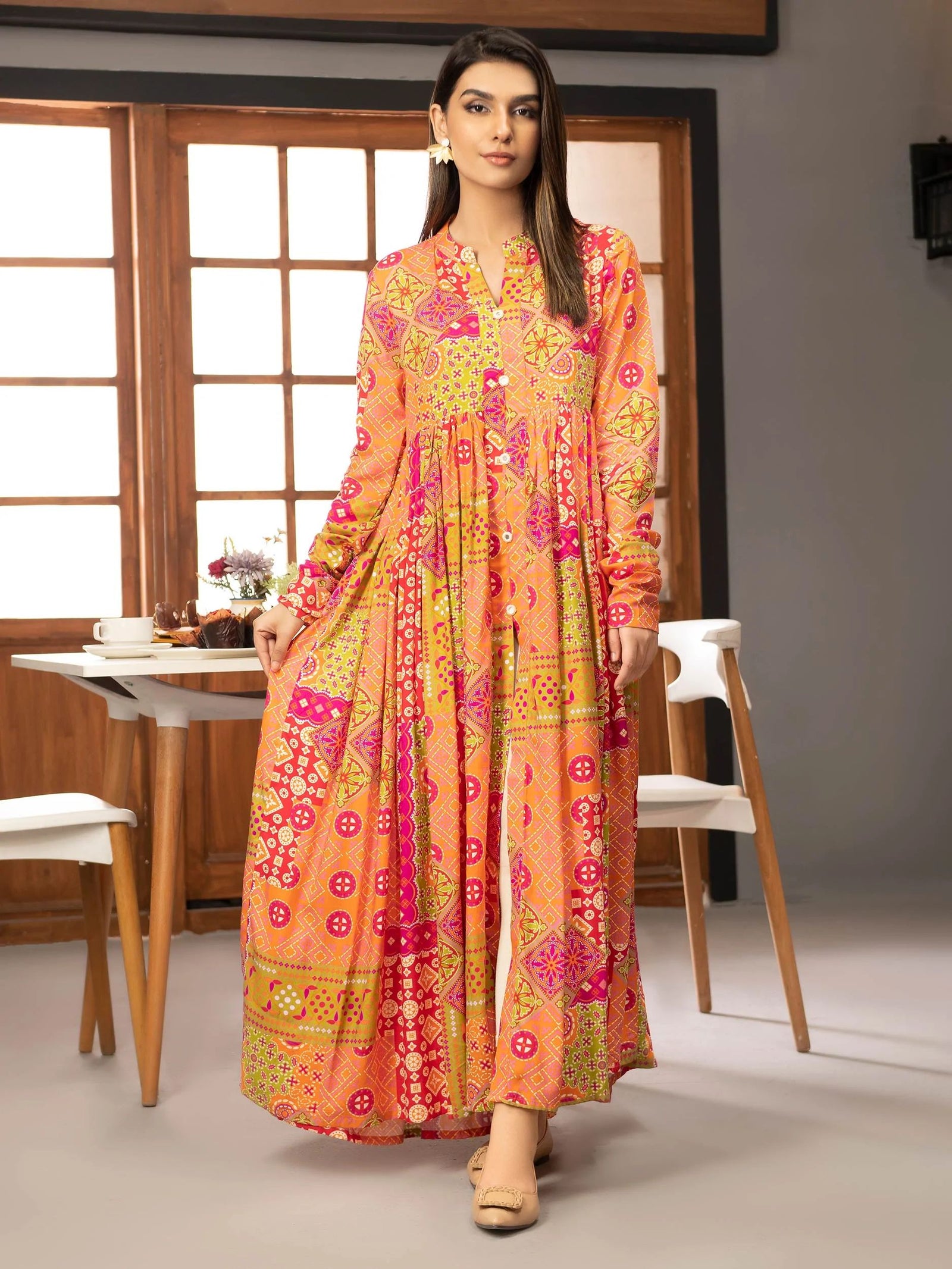 2pc LimeLight Linen Dress U2523-Orange
