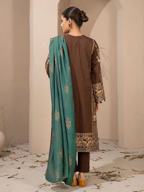 3pc Khaddar Winter Dress u2566-Brown