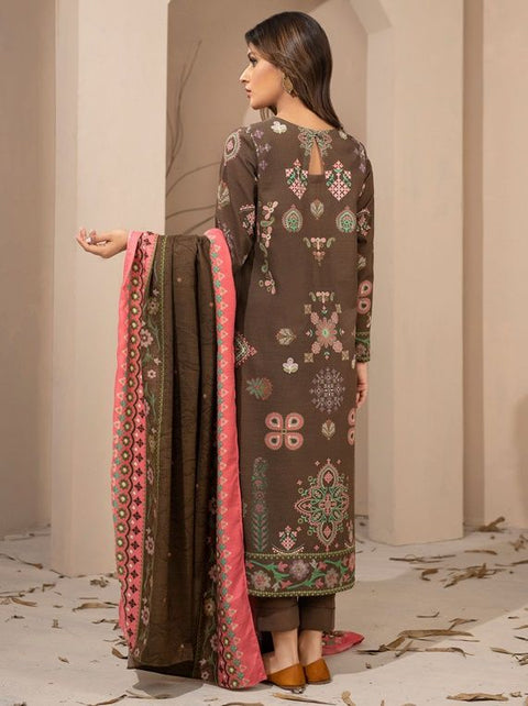 3pc Khaddar Winter Dress u2617-Brown