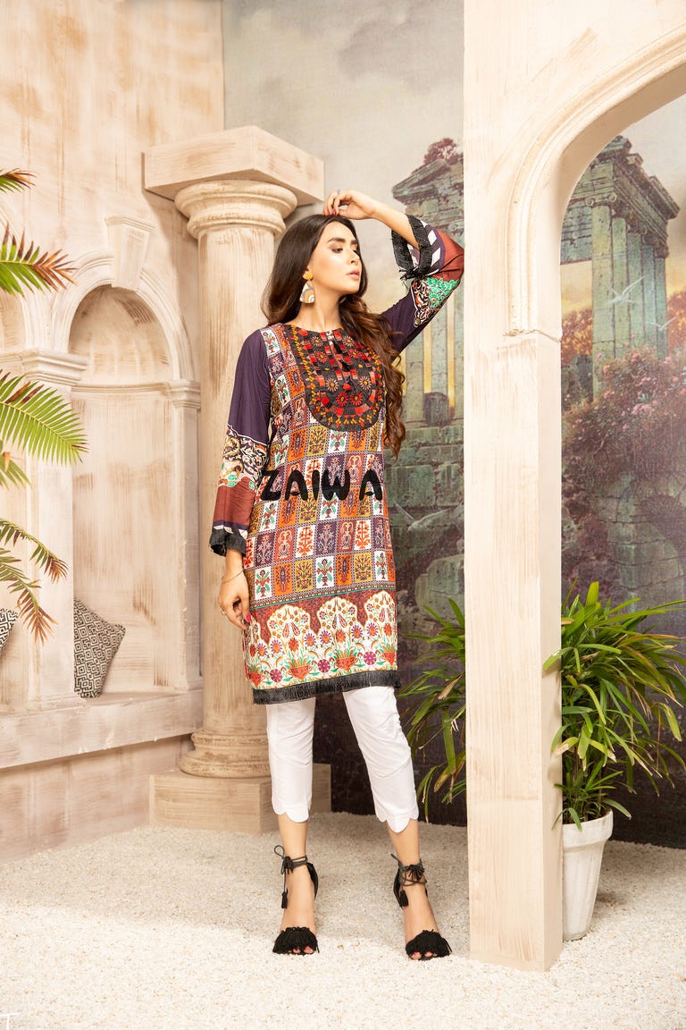 Winter Ready to Wear Embroidered Kurta by Zaiwa 05
