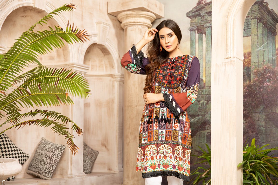 Winter Ready to Wear Embroidered Kurta by Zaiwa 05