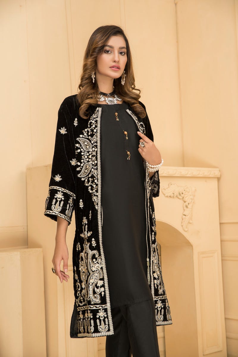 Ready To Wear 3 Pcs Velvet Dress by Zaiwa 02