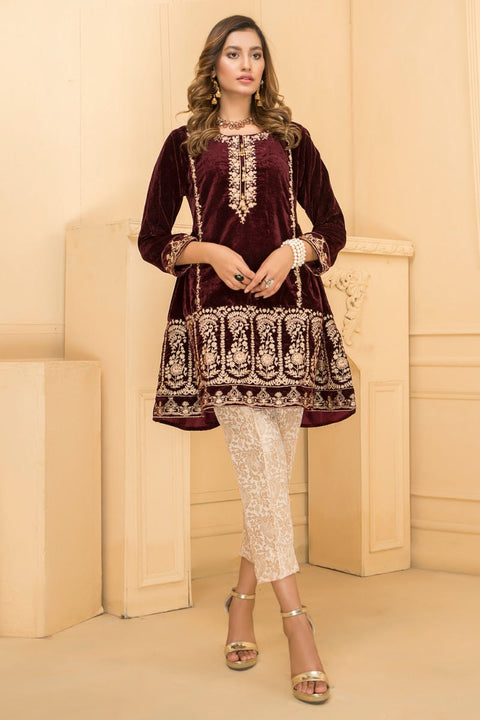 Ready To Wear 2 Pcs Velvet Dress by Zaiwa 05
