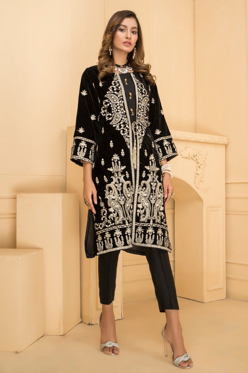 Ready To Wear 3 Pcs Velvet Dress by Zaiwa 02