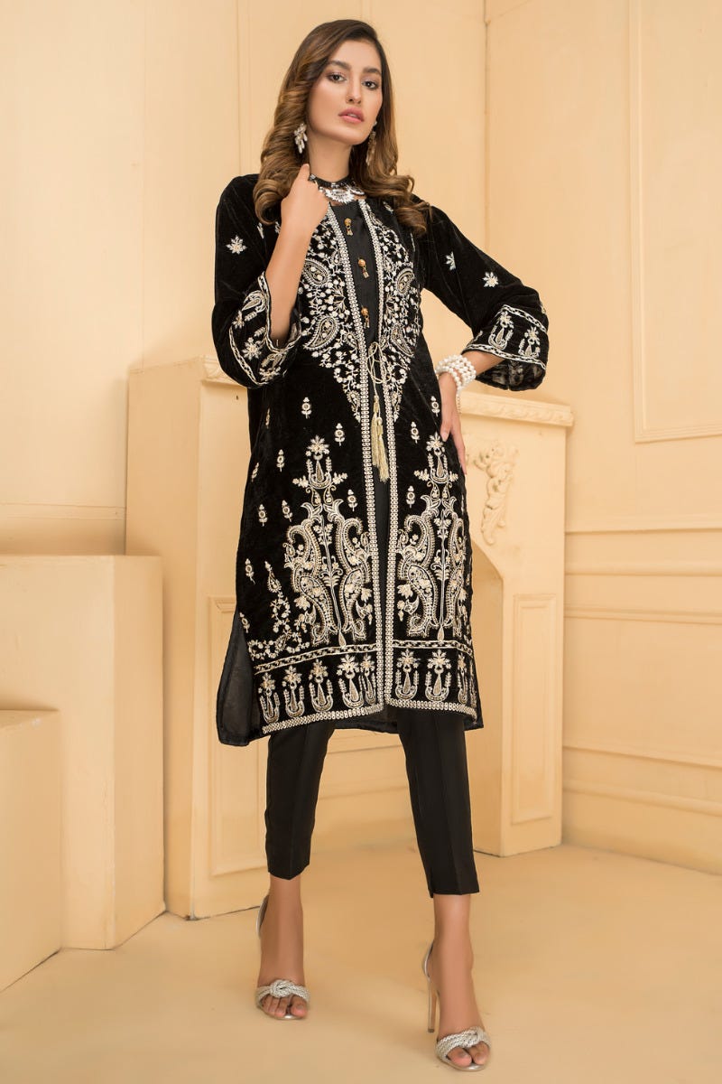 Ready To Wear 3 Pcs Velvet Dress by Zaiwa 02