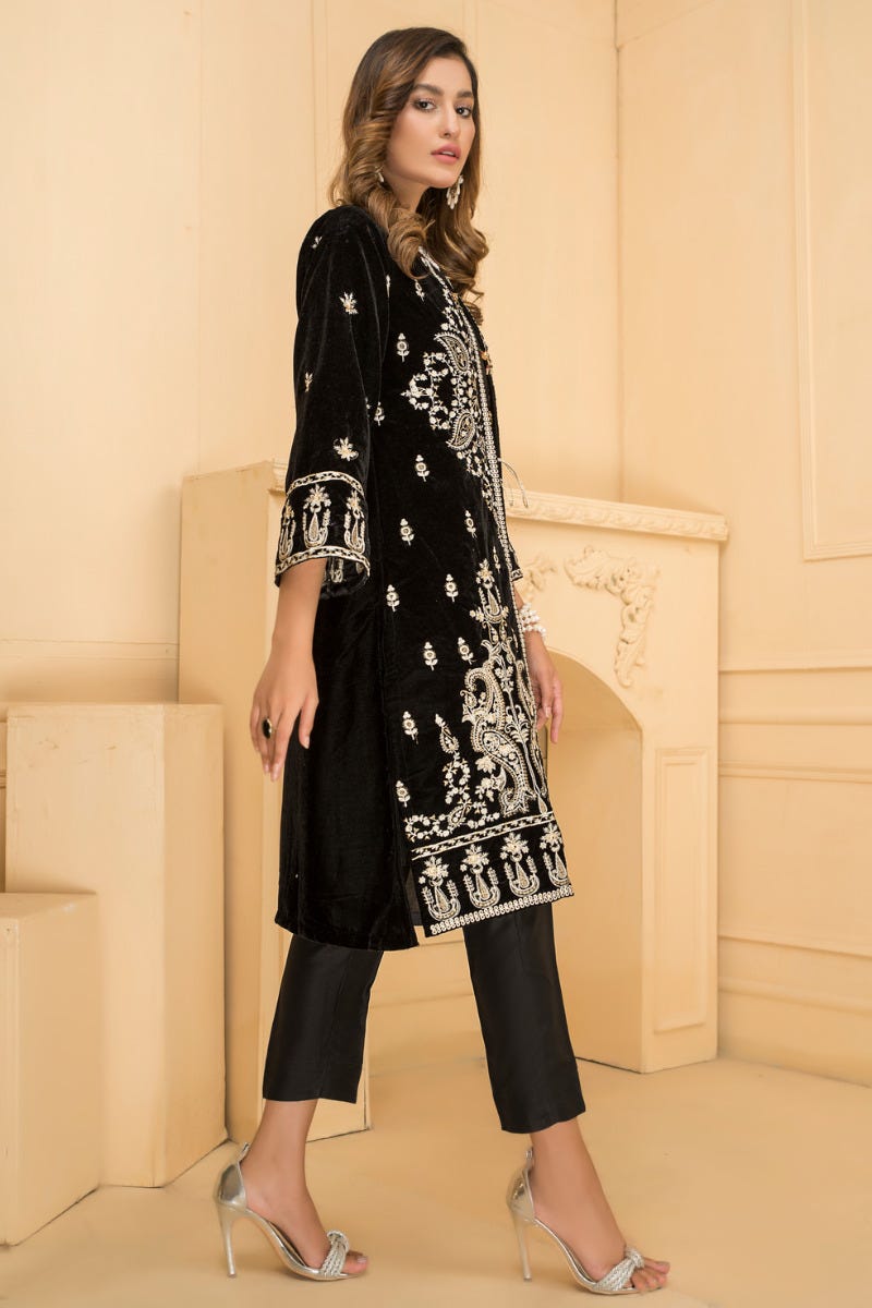 Ready To Wear 3 Pcs Velvet Dress by Zaiwa 02