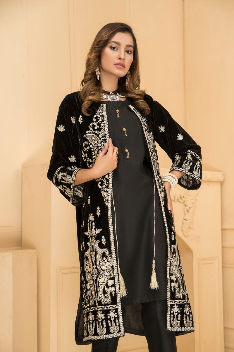 Ready To Wear 3 Pcs Velvet Dress by Zaiwa 02