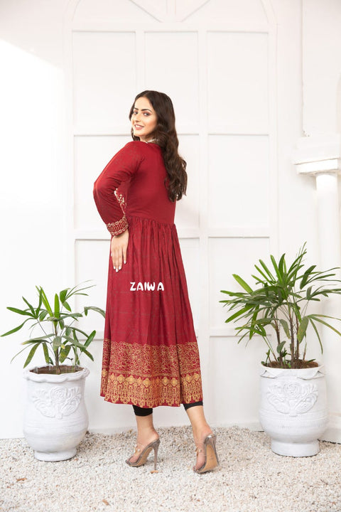 Ready to Wear Winter Embroidered Kurta by Zaiwa 07