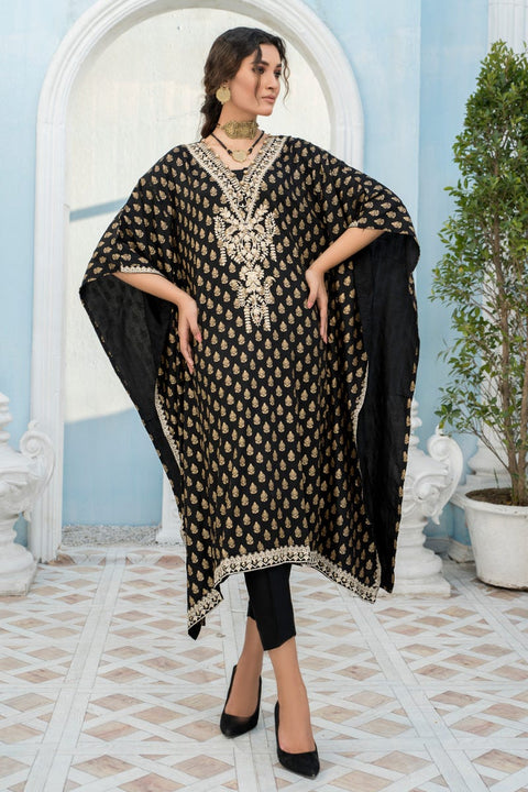 2 Pcs Ready To Wear Linen Embroidered Kaftan by Zaiwa 06