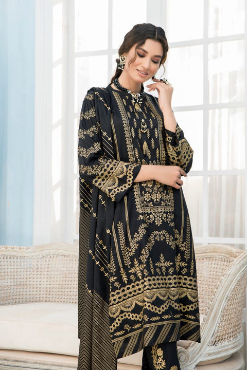 3 Pcs Ready To Wear Linen Screen Printed Dress by Zaiwa 11