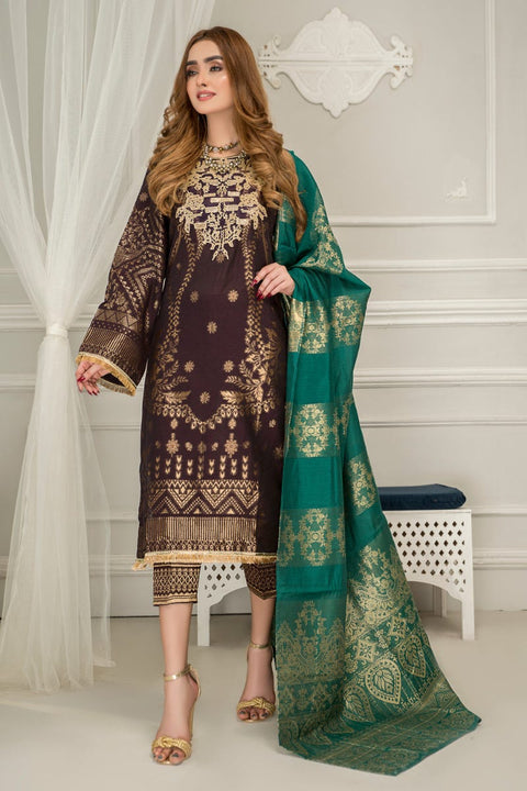 Winter Jacquard 3 Pcs Embroidered Collection by Zimal 01