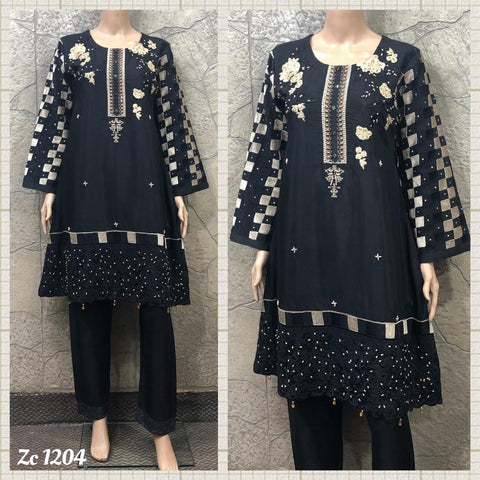 3 Piece Ready to wear Viscose dress with Adda work by Sakeena Hasan